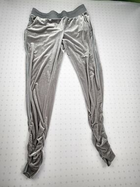 Juicy Couture Ruched Ankle Velvet/Velour Track Pants in Silver Gray
